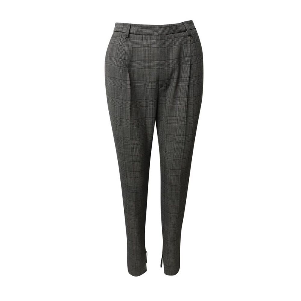 Saint Laurent Checked Slim Trousers in Grey Wool